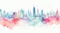 Minimalistic Watercolor City Skylines Seamless Pattern AI Generated