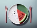 Minimalistic watermellon image, Generative AI