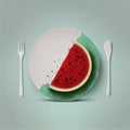 Minimalistic watermellon image, Generative AI