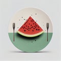 Minimalistic watermellon image, Generative AI