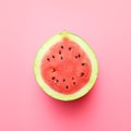 Minimalistic Watermelon Slice Design On Light Yellow Background