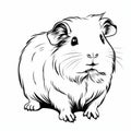 Minimalistic Whimsical Clipart Drawings Of Guinea Pig In Salvagepunk Style