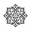 Minimalistic Mandalas Flower Lotus Icon Pattern On White Background