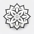 Minimalistic Mandalas Flower Lotus Icon Pattern On White Background