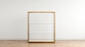 Minimalistic White Curio Cabinet With Golden Empty Frame