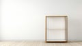 Minimalistic White Curio Cabinet With Golden Empty Frame