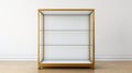 Minimalistic White Curio Cabinet With Golden Thin Frame