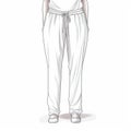 Minimalistic White Drawstring Cotton Pants In Line Art Style