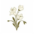 Minimalistic White Flower Art Logo Vector - Influenced By Ancient Chinese Art Royalty Free Stock Photo