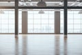 Minimalistic white hall interior with columns