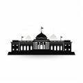 Minimalistic White House Silhouette On White Background