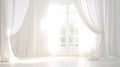 Minimalistic White Interior with Sunny Window and Curtains
