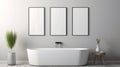 Minimalistic White Poster Frames For Industrial Style Bathrooms Royalty Free Stock Photo
