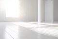 Minimalistic White Room with Blank Floor and Sunny Window