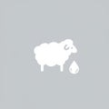 Minimalistic white sheep icon with tear drop on soft gray background Royalty Free Stock Photo