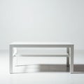 A minimalistic white table with a rectangular shape and straight, clean lines. It Royalty Free Stock Photo