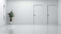 Minimalistic White Warehouse Interior with Doors and Blank Wall Royalty Free Stock Photo