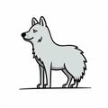 Minimalistic Wolf Cartoon Doodle Line Art