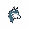 Minimalistic Wolf Head Logo In Dark Blue And Light Aquamarine