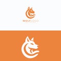 Minimalistic Wolf Logo Design In Orange and White Color Palette for Branding Purposes