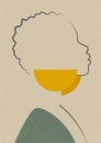 Minimalistic woman line art portrait with gold earrings.