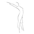 Minimalistic woman silhouette drawn by lines. Vector illustration