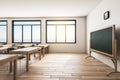 Minimalistic wooden classroom