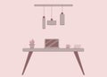 Minimalistic working space concept in flat style, vector