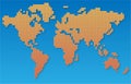 Minimalistic world map from orange dots, vector illustration