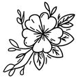 Minimilist single periwinkle flower drawings, periwinkle flower vector art, drawing outline periwinkle flower tattoo Royalty Free Stock Photo