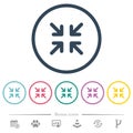 Minimize arrows flat color icons in round outlines