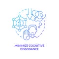 Minimize cognitive dissonance blue gradient concept icon