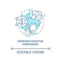 Minimize cognitive dissonance turquoise concept icon