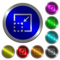 Minimize element luminous coin-like round color buttons