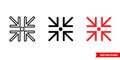 Minimize icon of 3 types. Isolated vector sign symbol.