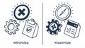 Minimize and Maximize icons, UI elements for window control vector design Generative AI