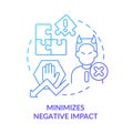Minimizes negative impact blue gradient concept icon