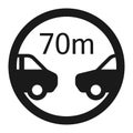 Minimum distance 70m sign line icon Royalty Free Stock Photo