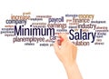 Minimum salary word cloud hand writing concept Royalty Free Stock Photo