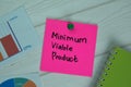 Minimum Viable Product write on sticky notes isolated on office desk Royalty Free Stock Photo