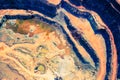 Mining from above. Industrial open pit mineral mine. Aerial view of opencast mining. Mine Excavation. Extractive industry. Giant