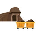 Mining ave and wagon carts Royalty Free Stock Photo