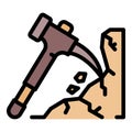 Mining axe icon color outline vector