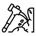 Mining axe icon, outline style