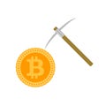 Mining bitcoin concept. Coin and pick vector Royalty Free Stock Photo