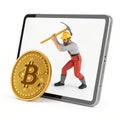 Mining bitcoin 3D icon illustration Royalty Free Stock Photo