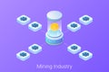 Mining Bitcoin Isometric Flat Vector Illustration. Blockchain cryptocurrency concept Royalty Free Stock Photo