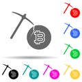 mining bitcoin multi color style icon. Simple glyph, flat vector of crypto icons for ui and ux, website or mobile application