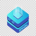 Mining bitcoin server vector icon in isometric style. Blockchain crypto money farm datacenter illustration on isolated