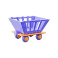 Mining cart bitcoin lorry minecart icon on white background 3d render